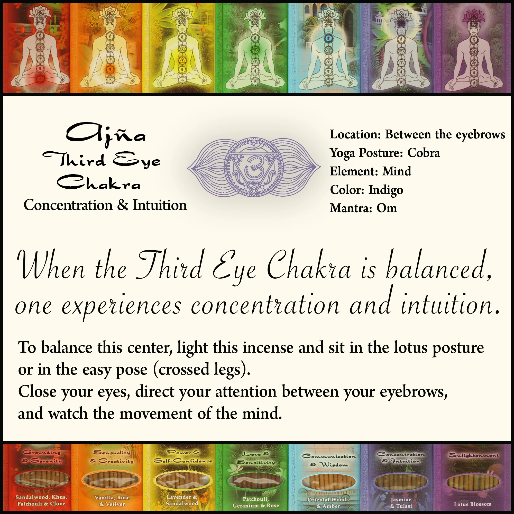 Incense Sticks Third Eye Chakra Ajna - Concentration and Intuition - Image 6