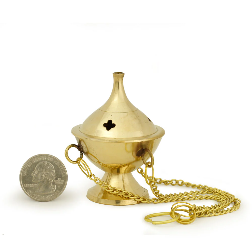 Burner - Hanging Brass Burner, Jali 2"Hx2"D