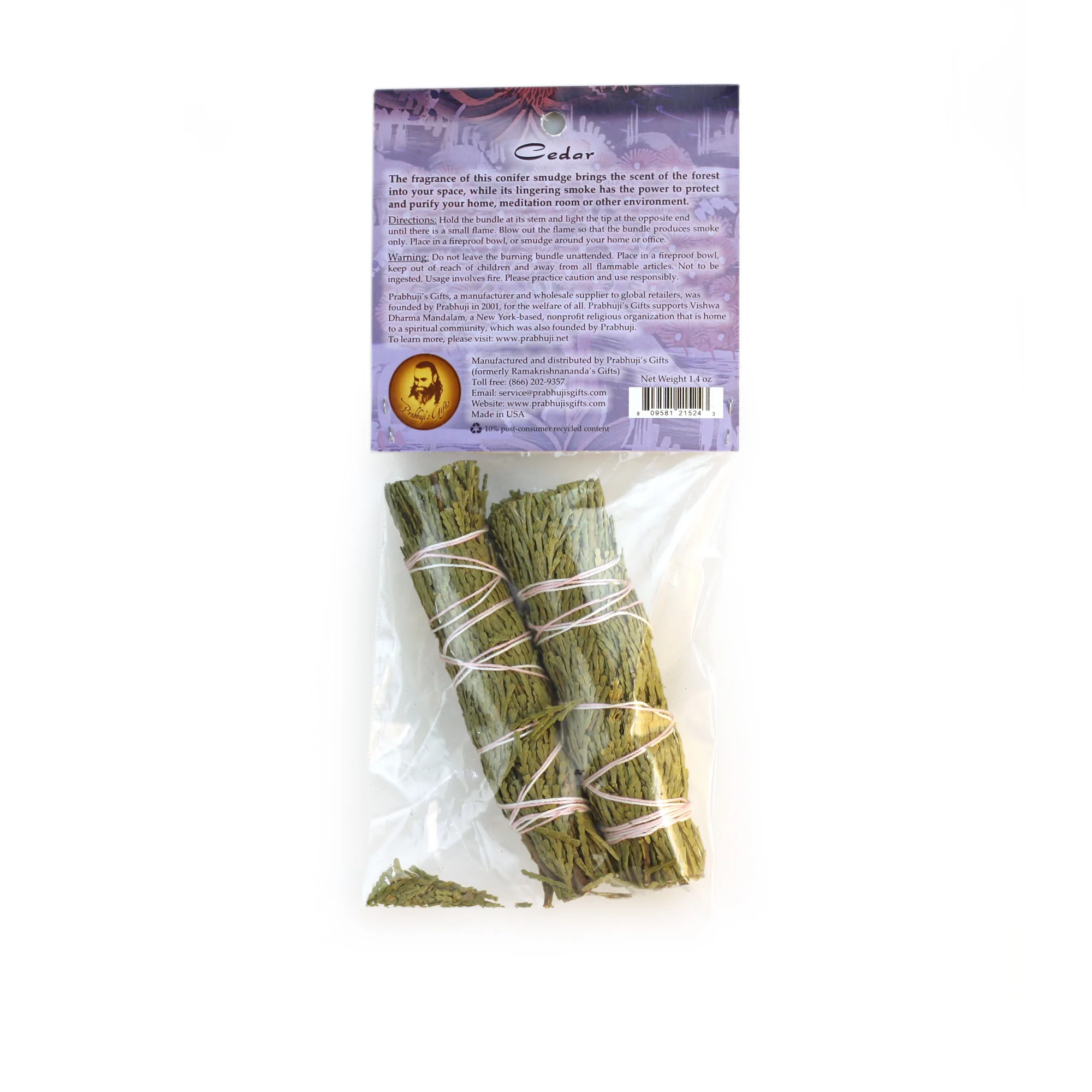Smudging Herbs - Cedar Smudge Stick - 2 Mini Bundles - Image 2