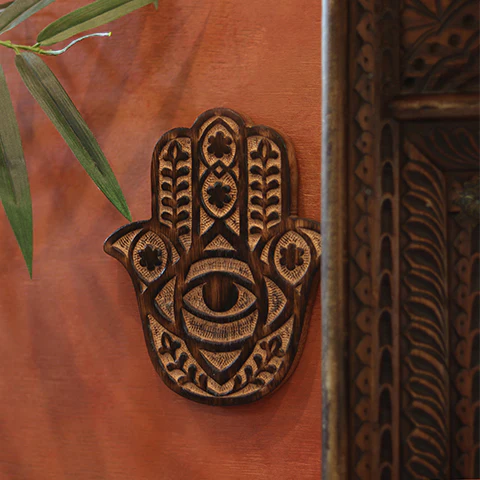 Decor - Wooden Hamsa - Myrtle 7"x6" - Image 5