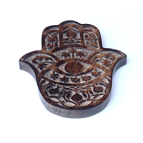 Decor - Wooden Hamsa - Pomegranate 7"x6" - Image 4