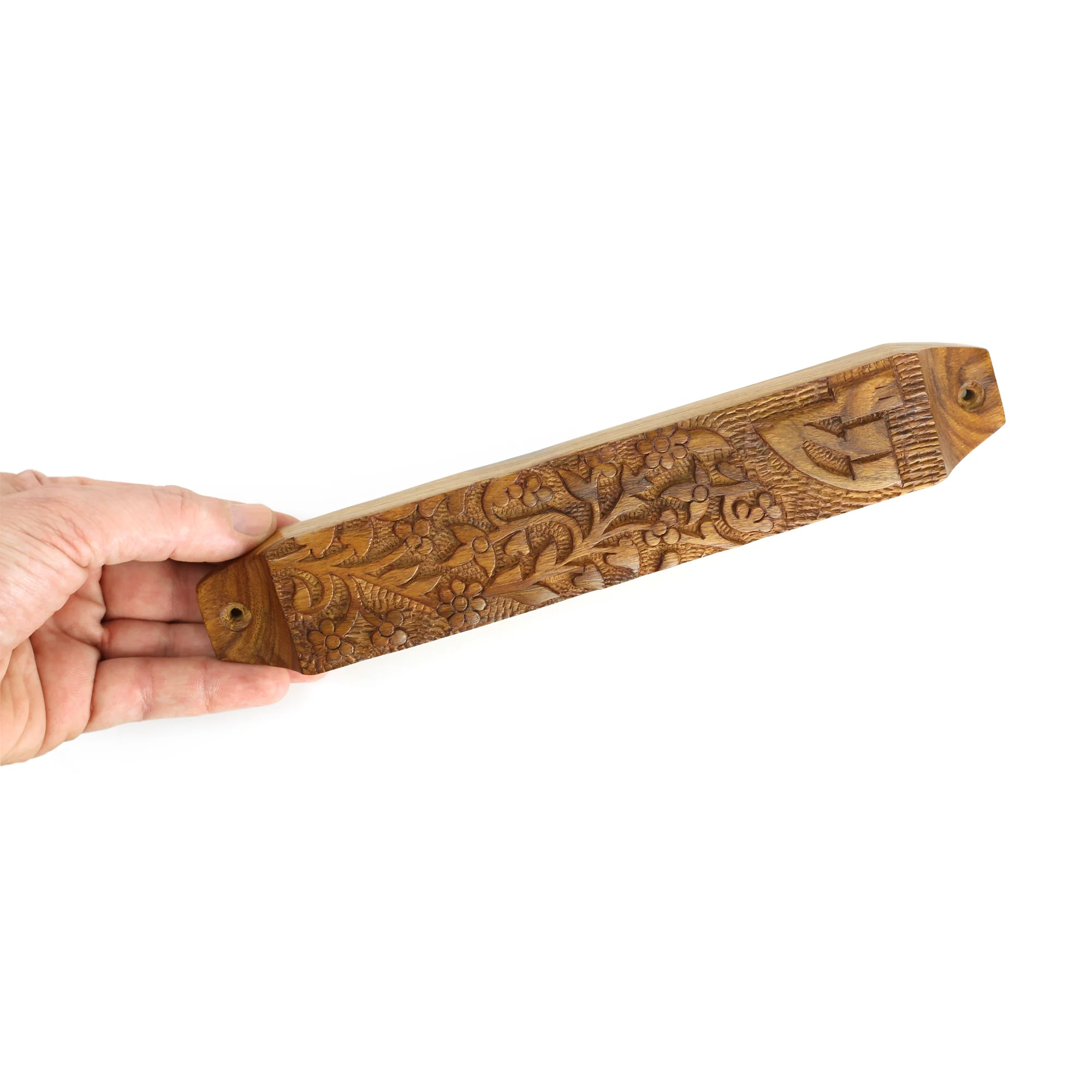Decor - Wooden Mezuzah Case 9"x1.5" Garden - Image 3