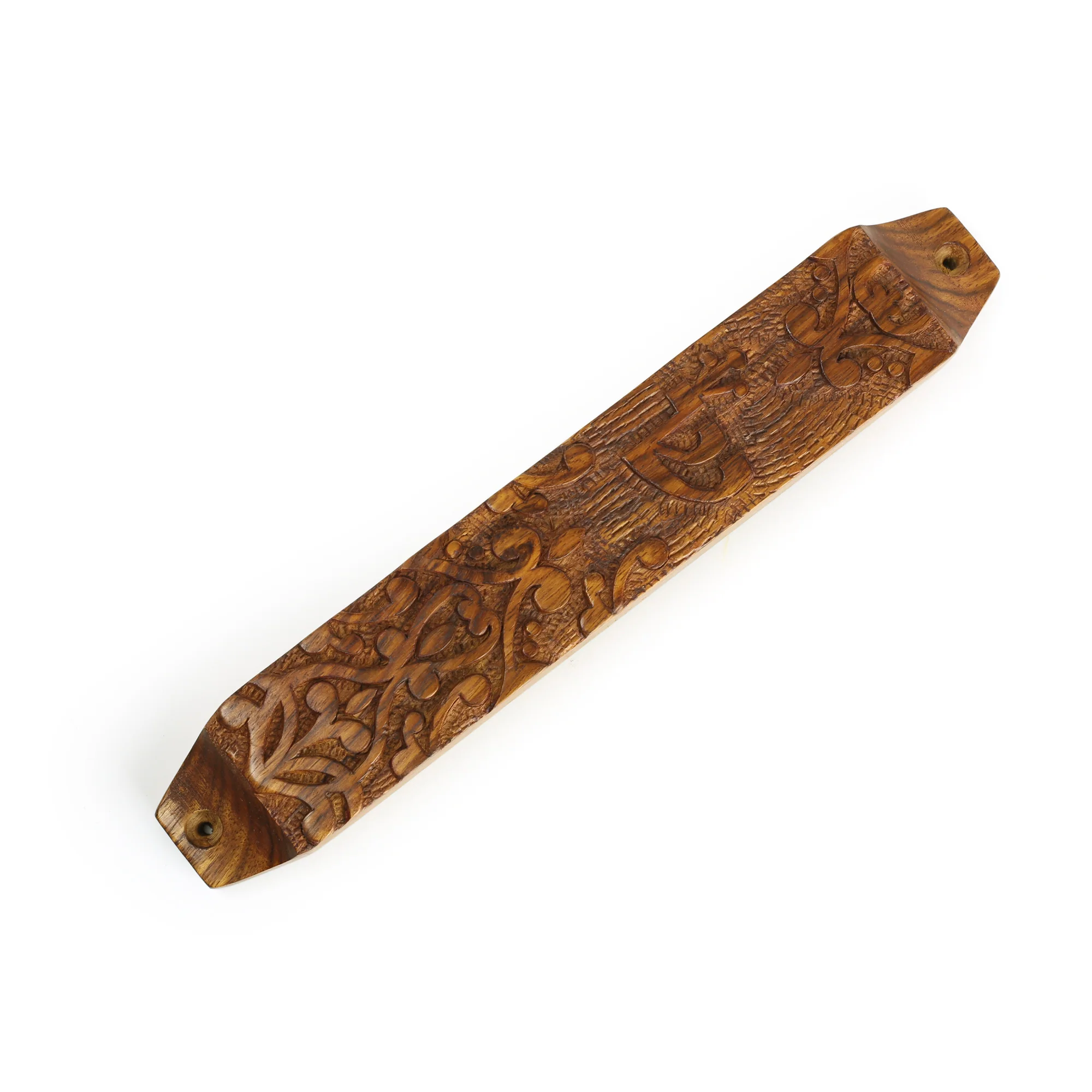 Decor - Wooden Mezuzah Case 9"x1.5" Ornamental - Image 4