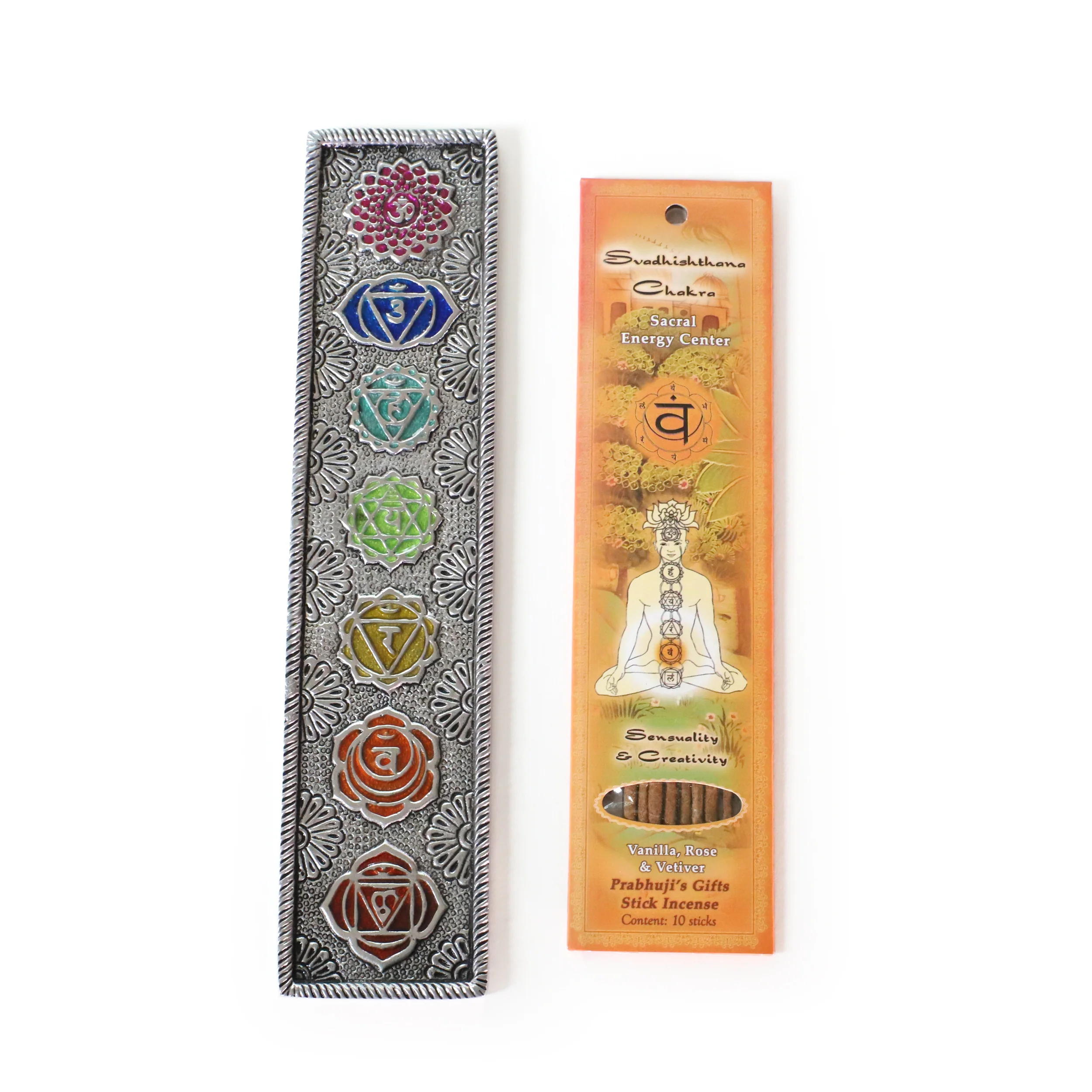 Incense Burner - Ornate Metal Seven Chakras - 10.75" - Image 7