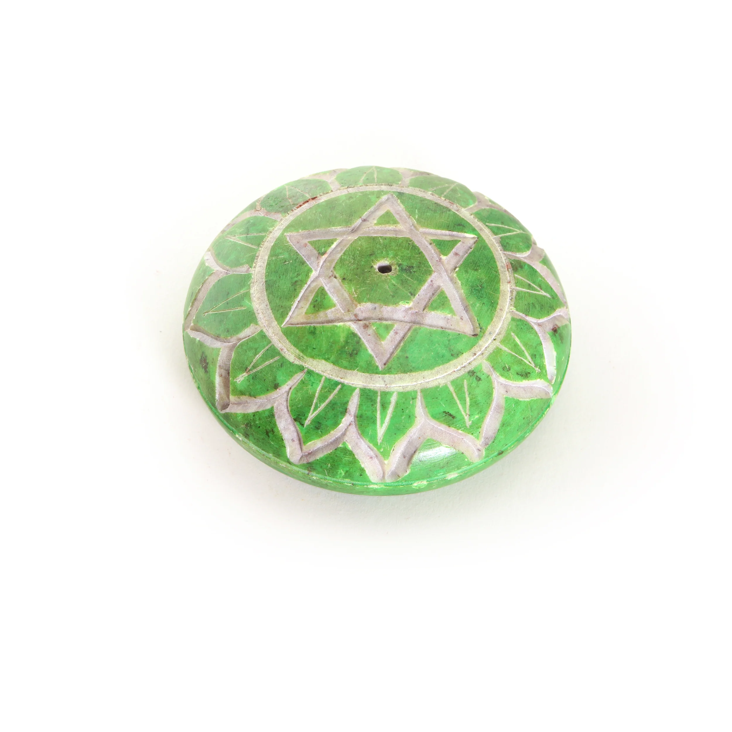 Incense Burner - Soapstone Pebble Heart Chakra Anahata 2.5" - Image 3