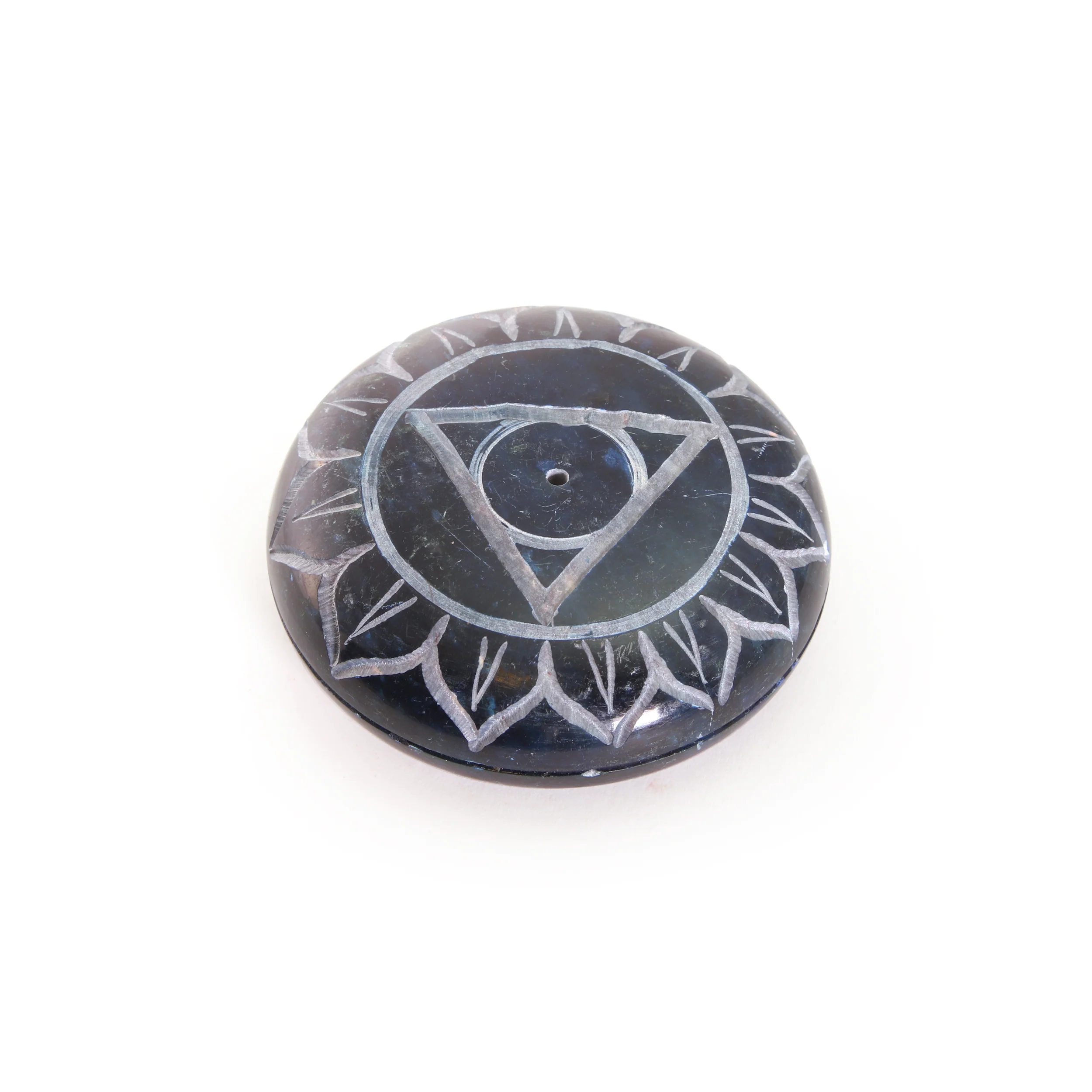 Incense Burner - Soapstone Pebble Throat Chakra Vishudha 2.5" - Image 3