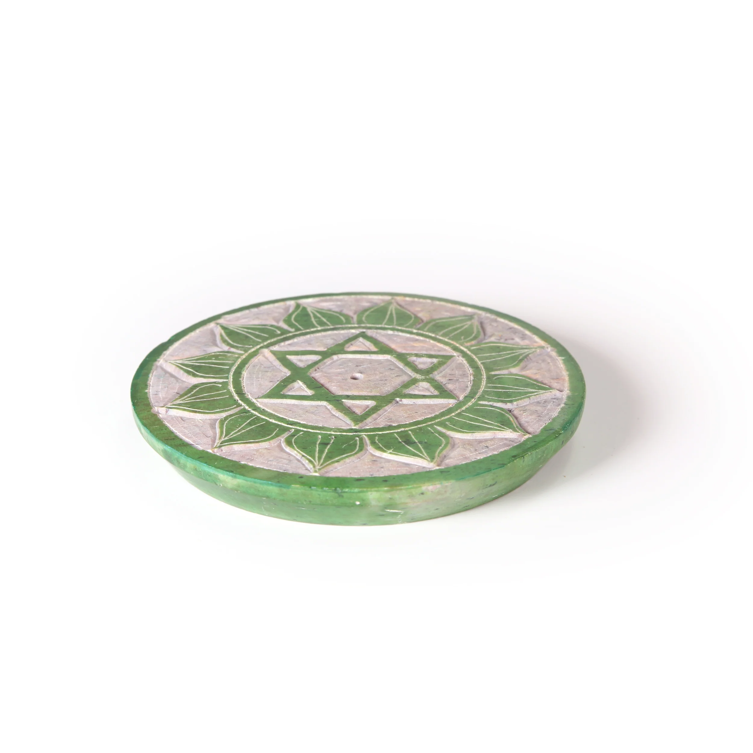 Incense Burner - Soapstone Plate Heart Chakra Anahata 3" - Image 3