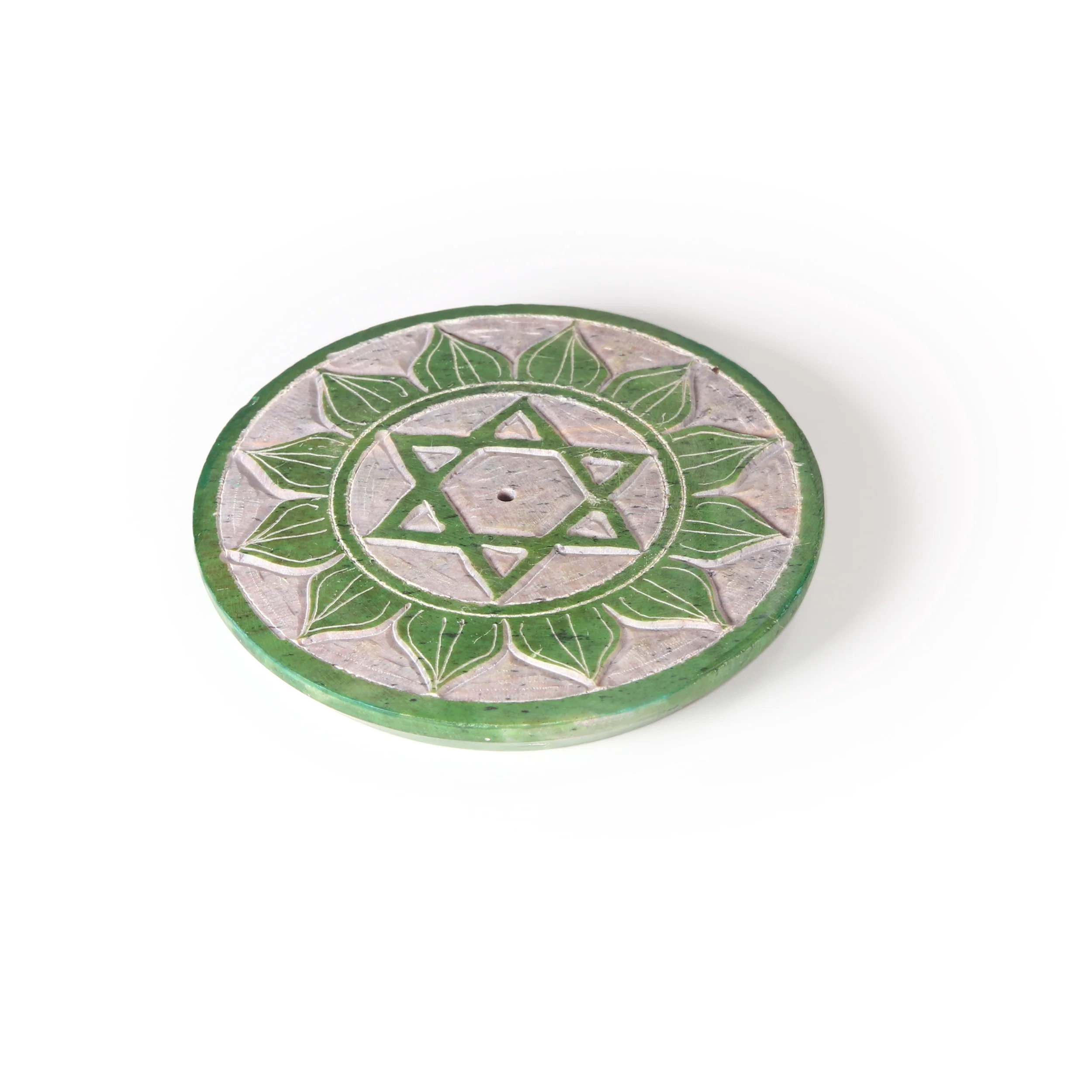 Incense Burner - Soapstone Plate Heart Chakra Anahata 3" - Image 4