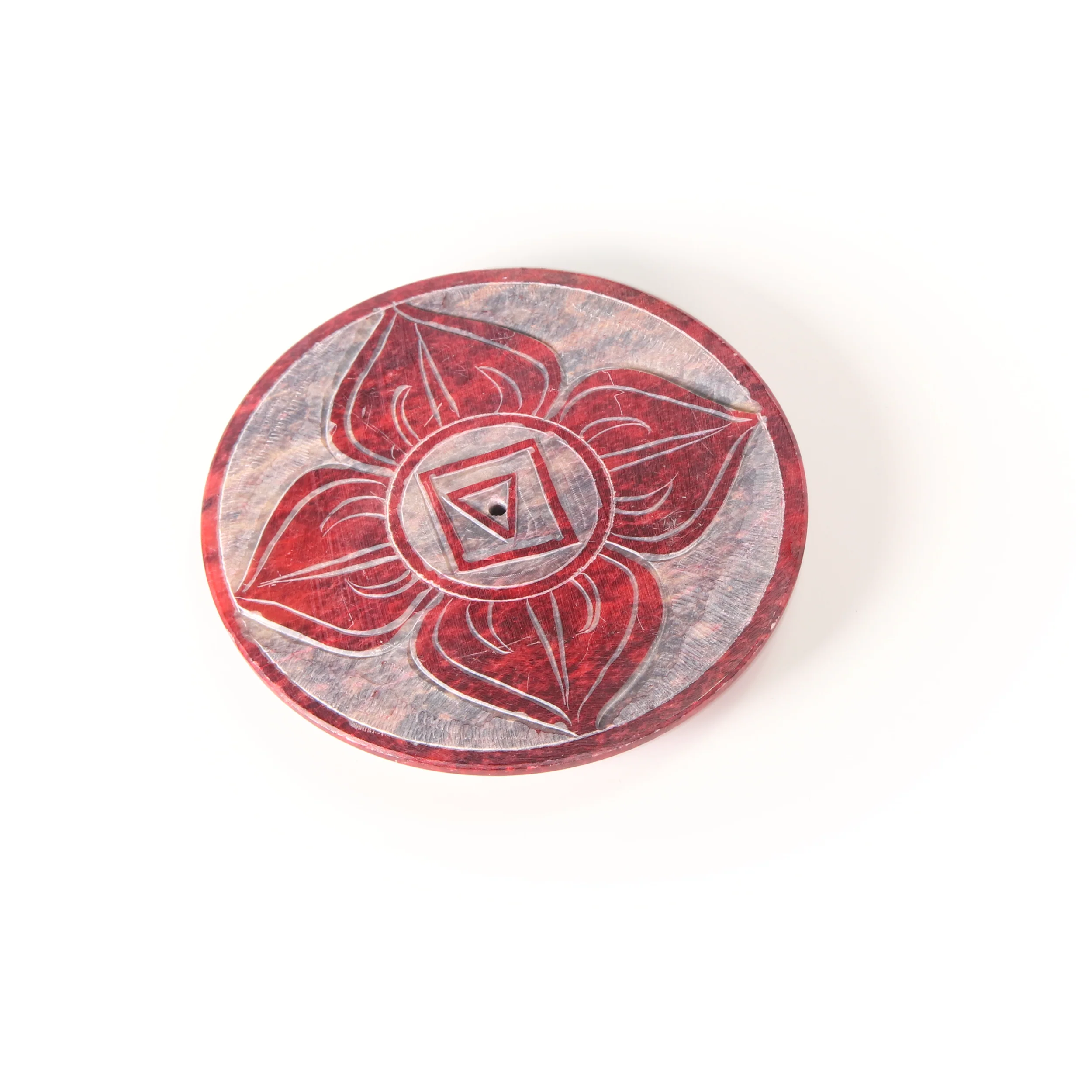 Incense Burner - Soapstone Plate Root Chakra Muladhara 3" - Image 4