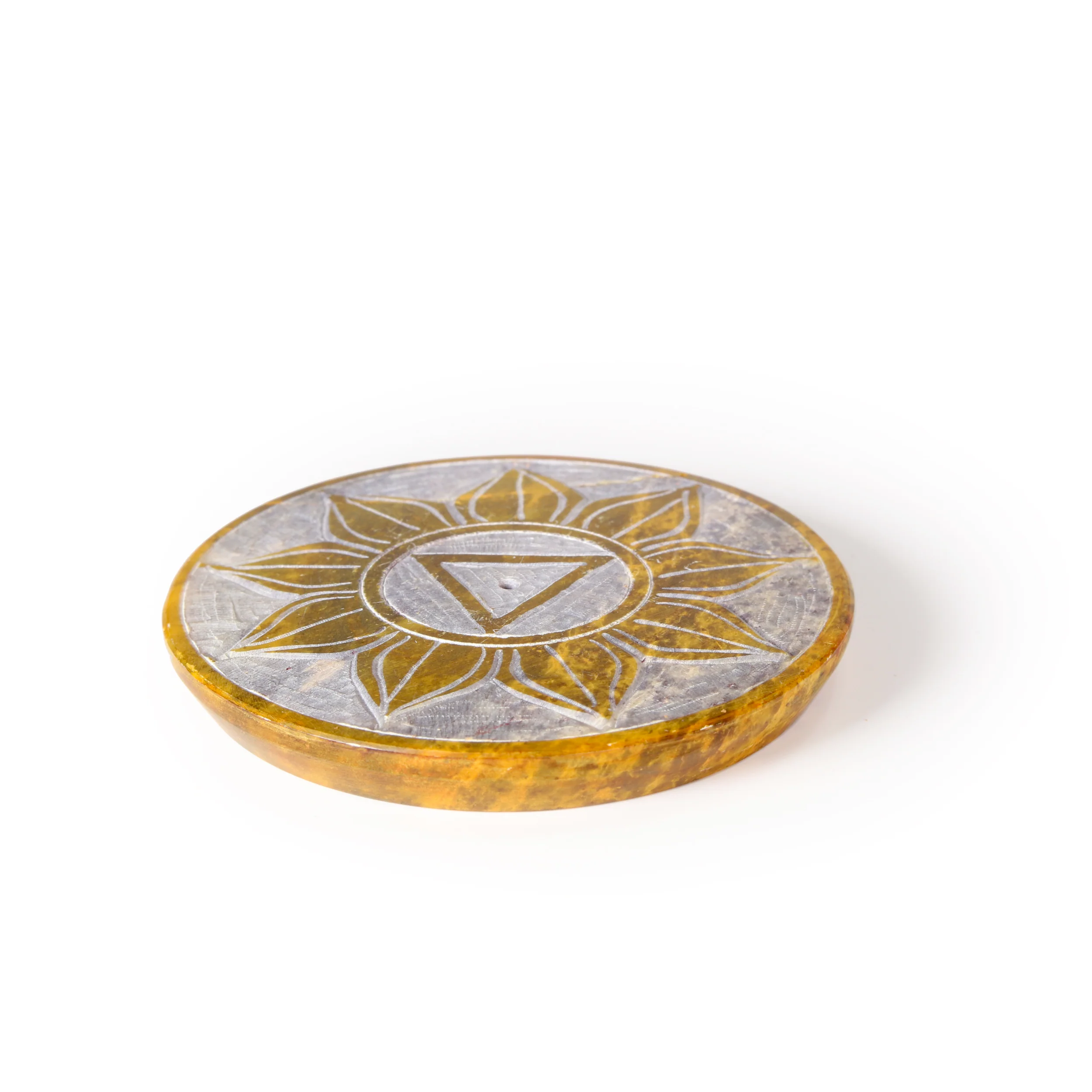 Incense Burner - Soapstone Plate Solar Plexus Chakra Manipura 3" - Image 3