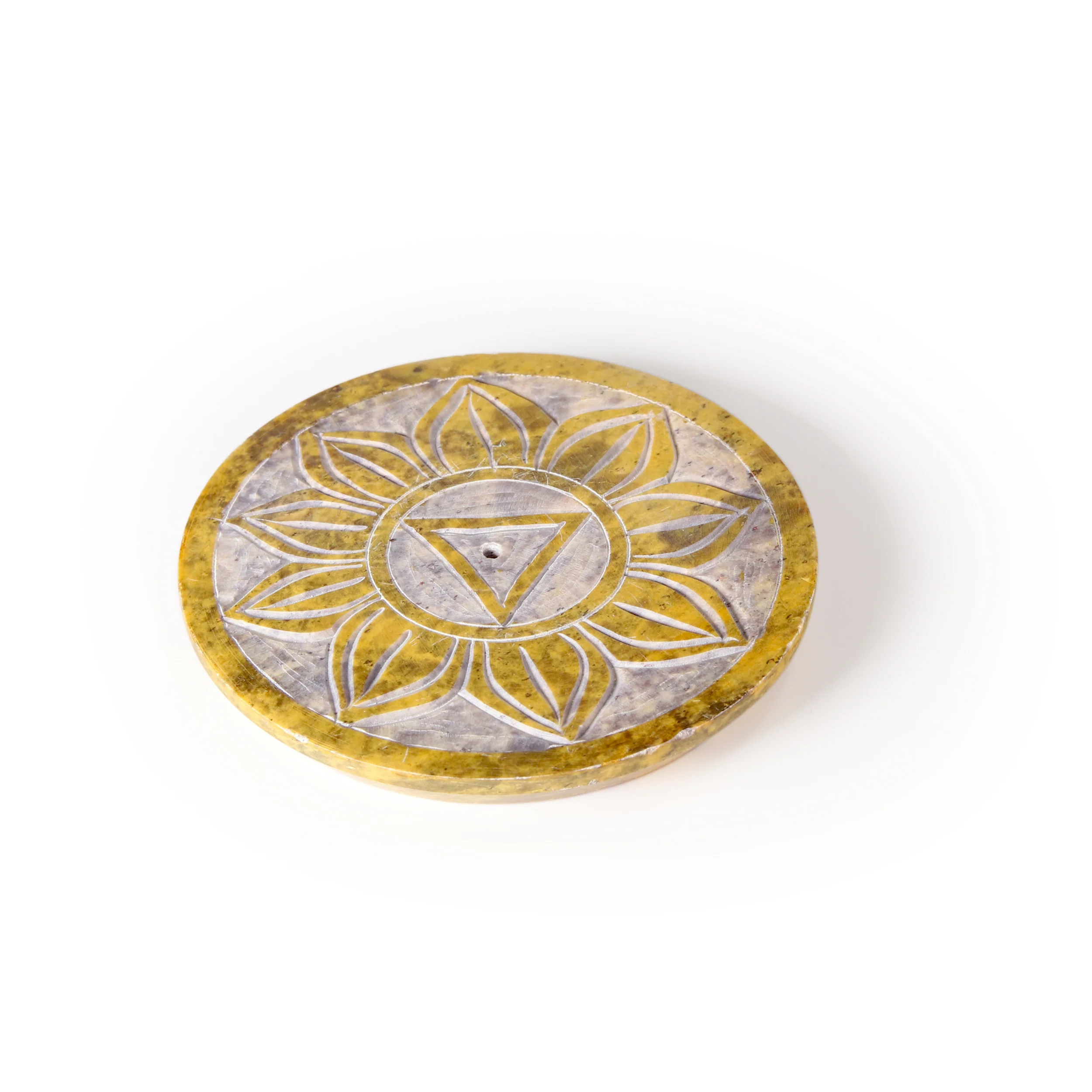 Incense Burner - Soapstone Plate Solar Plexus Chakra Manipura 3" - Image 4