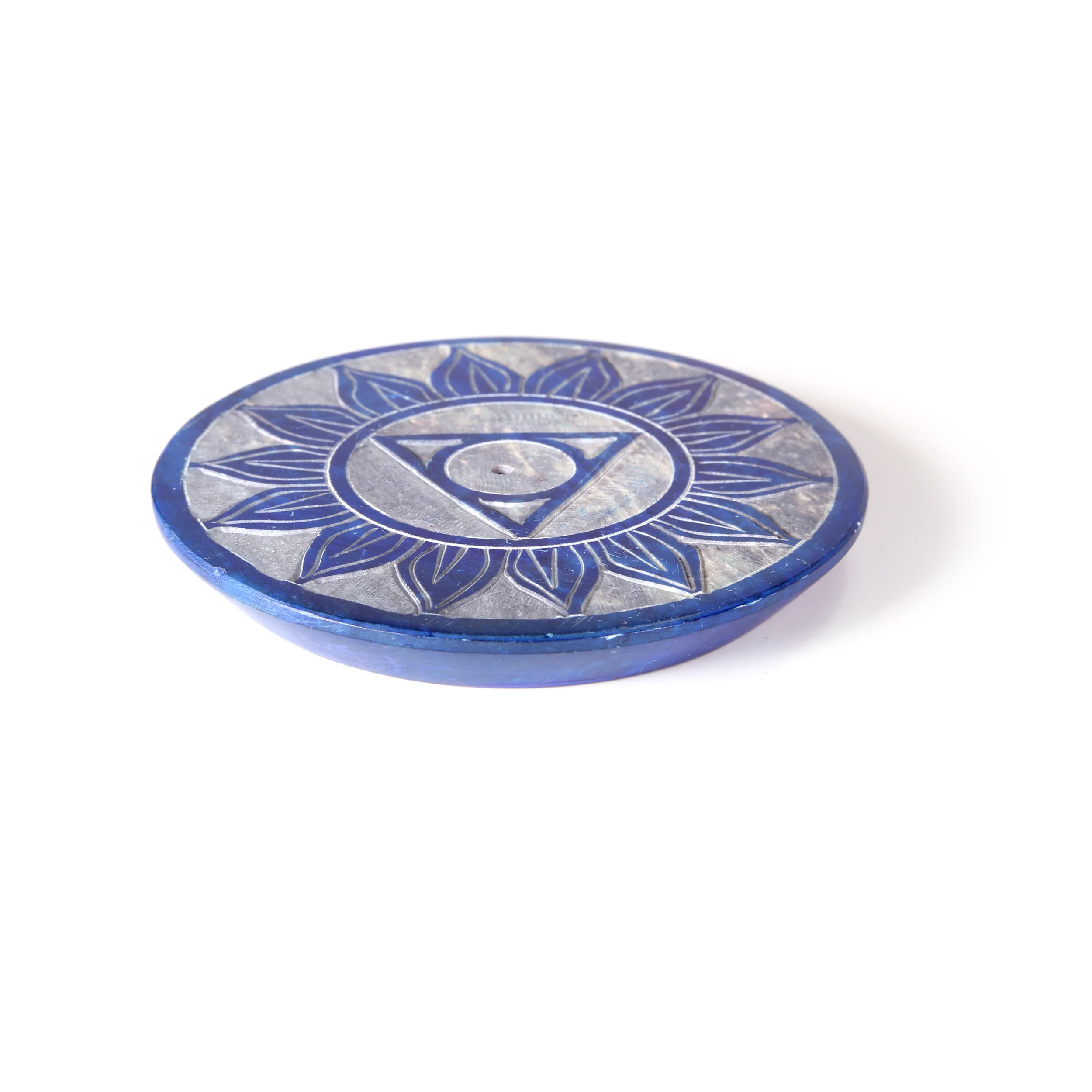 Incense Burner - Soapstone Plate Throat Chakra Vishudha 3" - Image 3