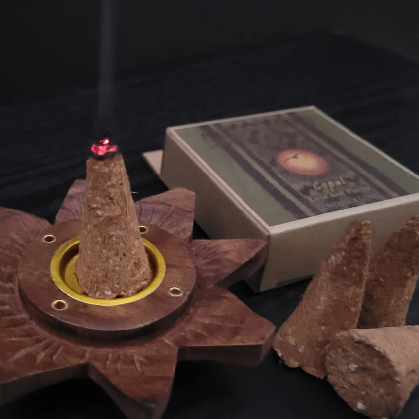 Incense Burner - Wooden Round Plate Lotus - 4 inches - Image 6