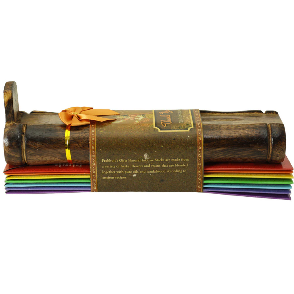 Incense Gift Set - Bamboo Burner + 7 Chakras Incense Stick & Greeting: Thank you for being you - Image 3