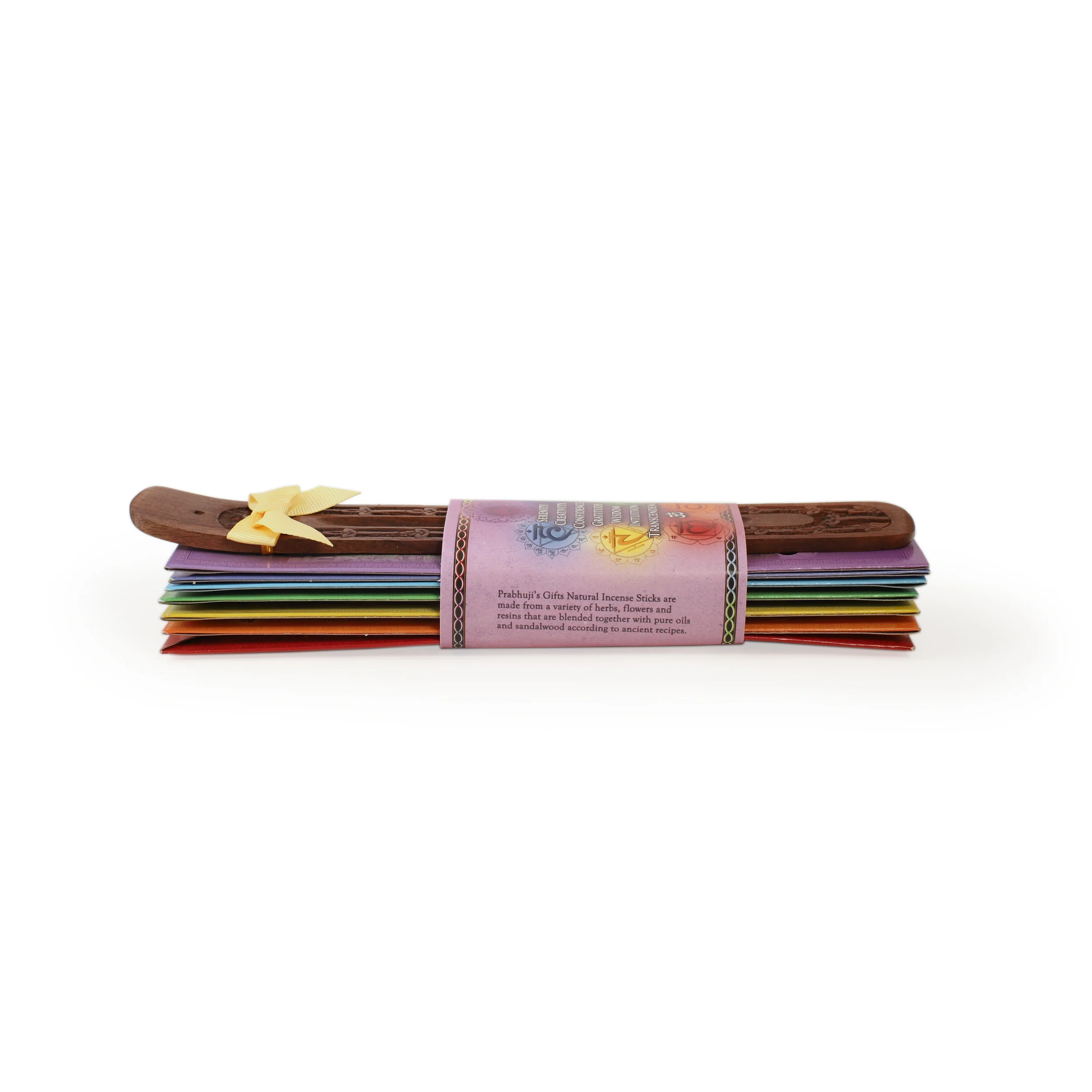 Incense Gift Set - Flat Burner + 7 Chakras Incense Stick in Purple Greeting Sleeve - Image 3