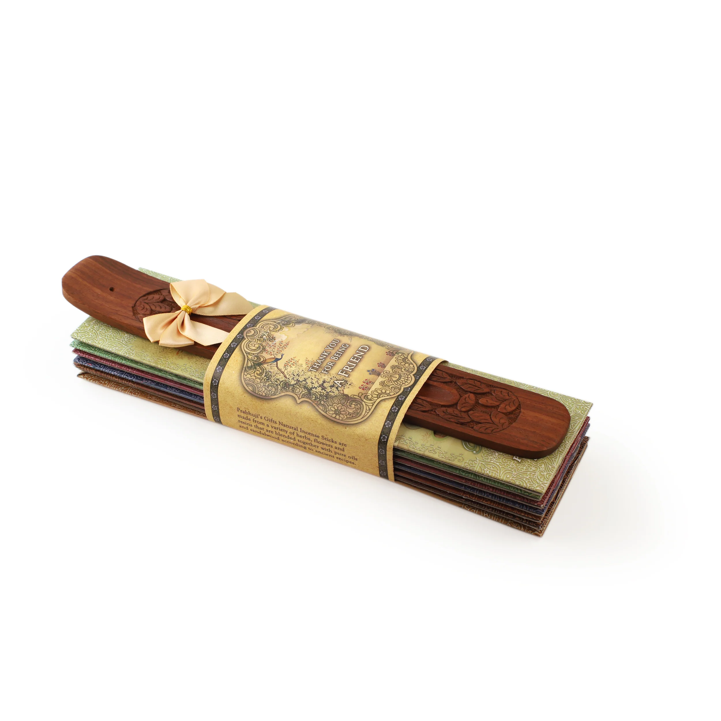 Incense Gift Set - Flat Burner + 7 Harmony Incense Stick & greeting Thank You for Being a Friend - Image 3