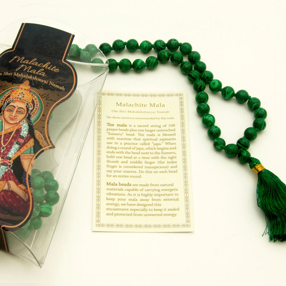Prayer Mala Beads - Man-made Malachite - 108 Prayer Beads - Image 7