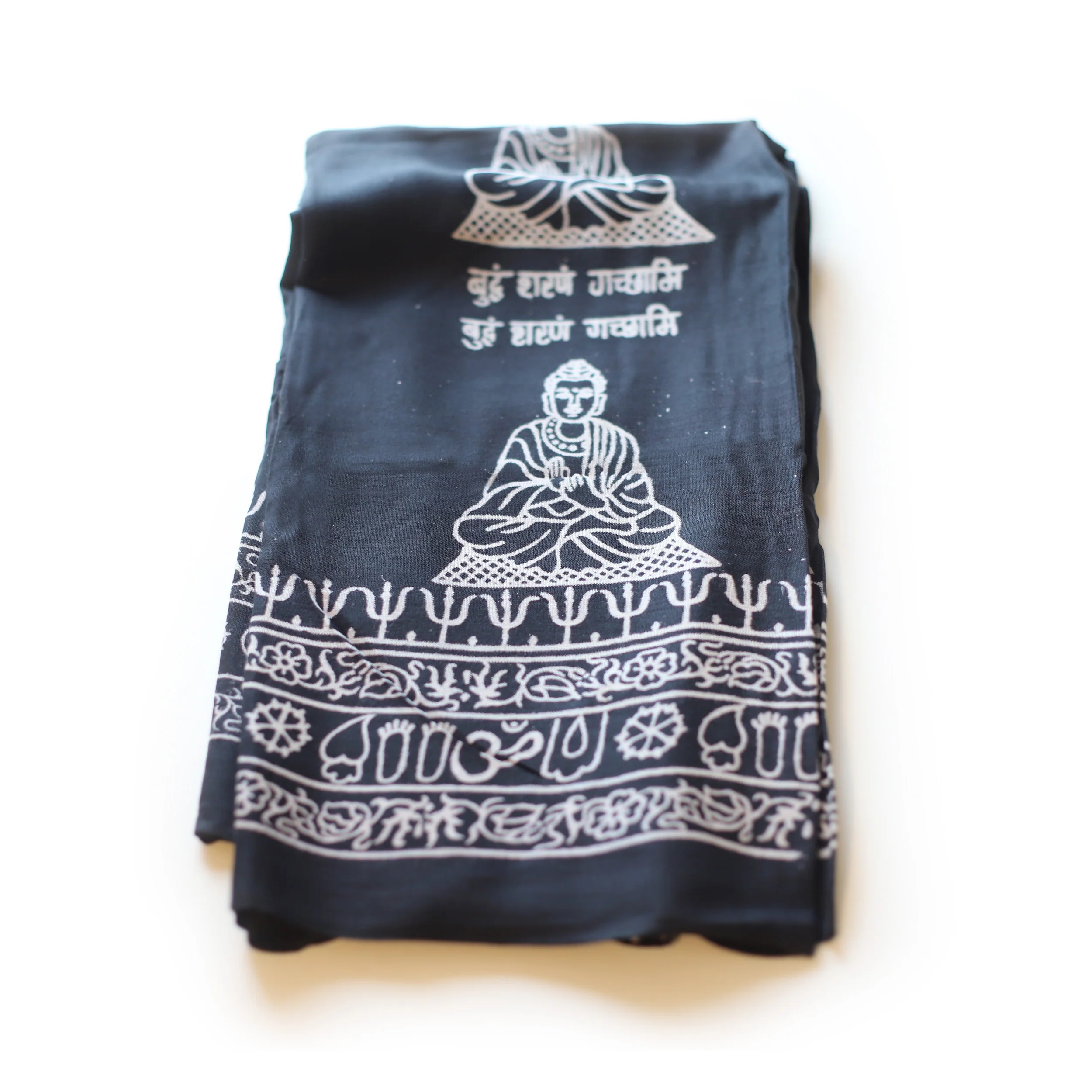 Meditation Yoga Prayer Shawl - Buddha - Black Large - Image 4
