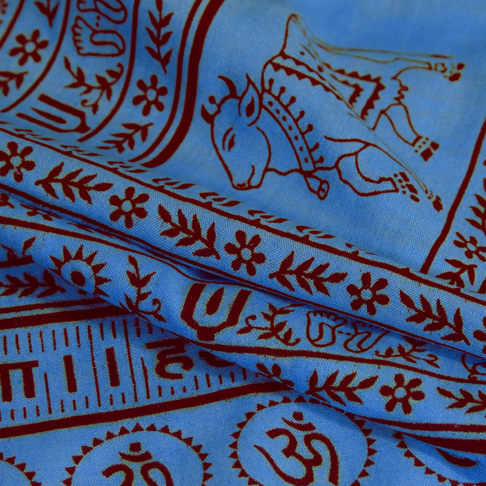 Meditation Yoga Prayer Shawl - Maha Mantra - Denim Blue Large - Image 3