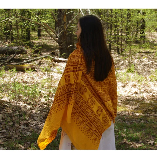 Meditation Yoga Prayer Shawl - Maha Mantra - Yellow Large - Image 4