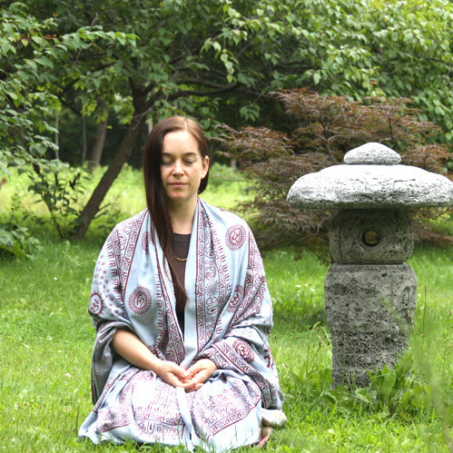 Meditation Yoga Prayer Shawl - Mantra Om - Grey Large - Image 6