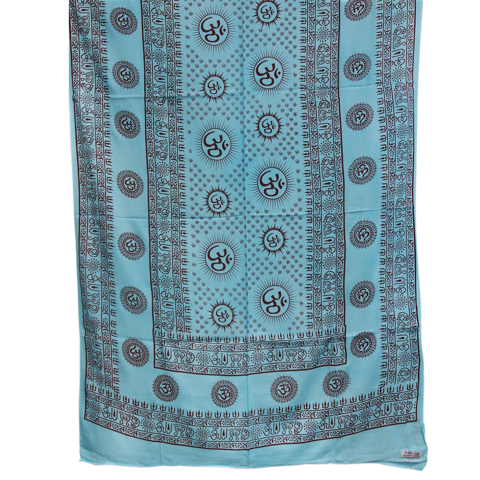 Meditation Yoga Prayer Shawl - Mantra Om - Turquoise Large - Image 4