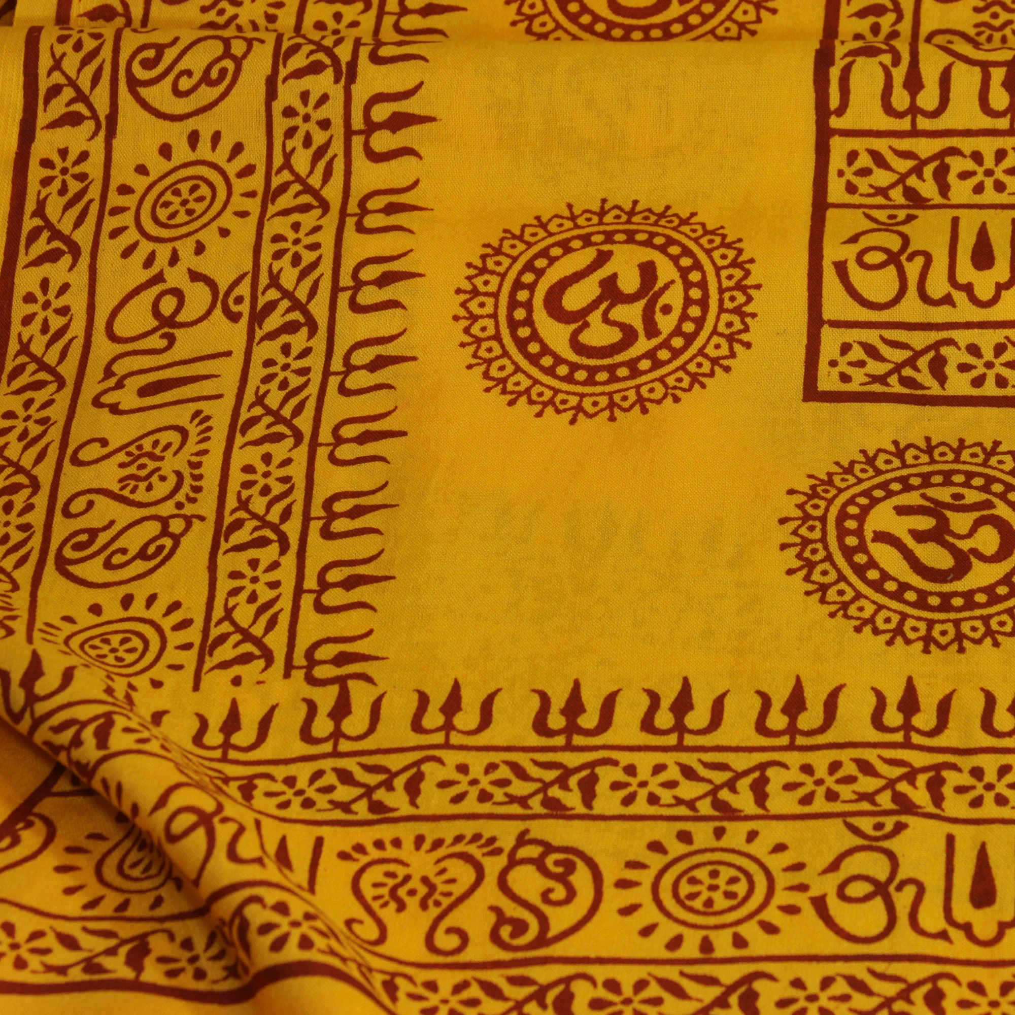 Meditation Yoga Prayer Shawl - Mantra Om - Yellow Large - Image 2