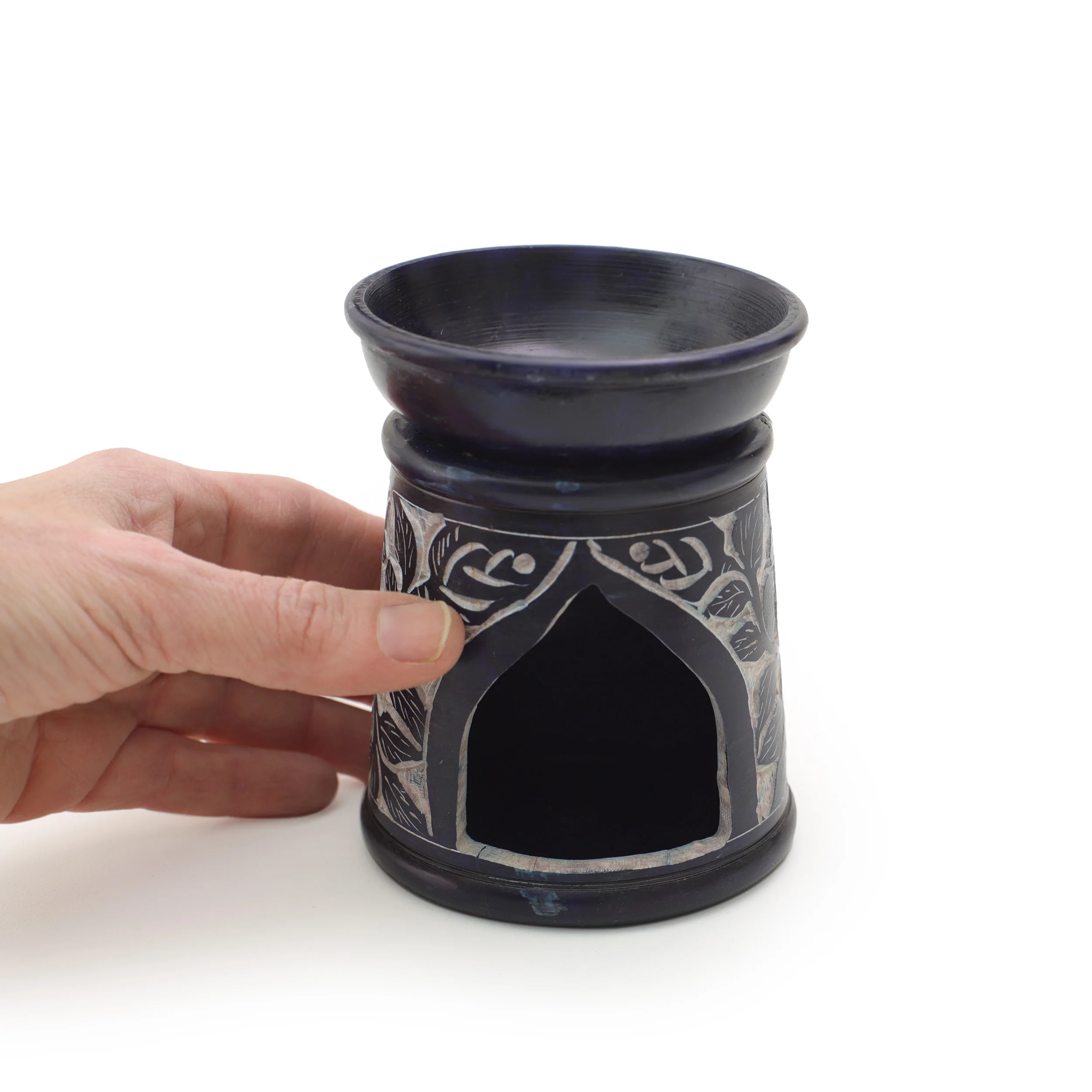 Oil Diffuser - Blue Soapstone Oil Burner Blue Rose 4.5" - Image 5