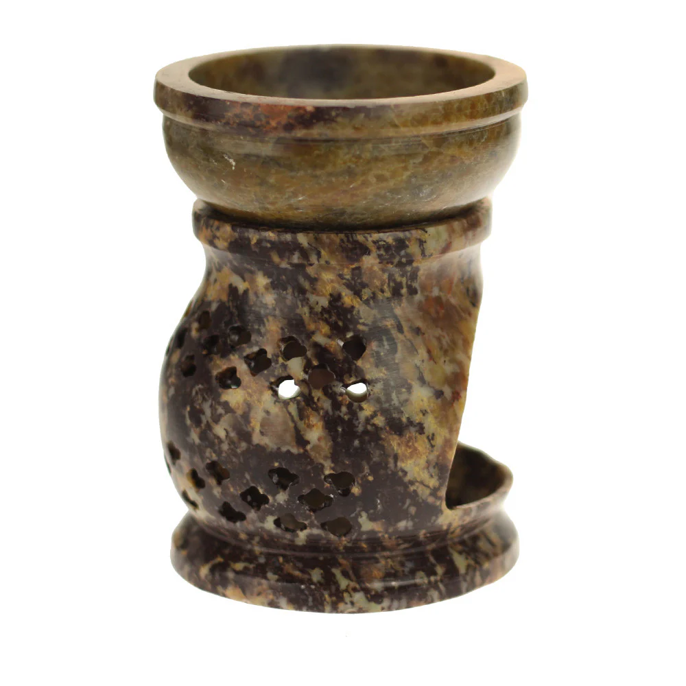Oil Diffuser - Natural Soapstone Oil Burner Jali 3.25" - Image 3