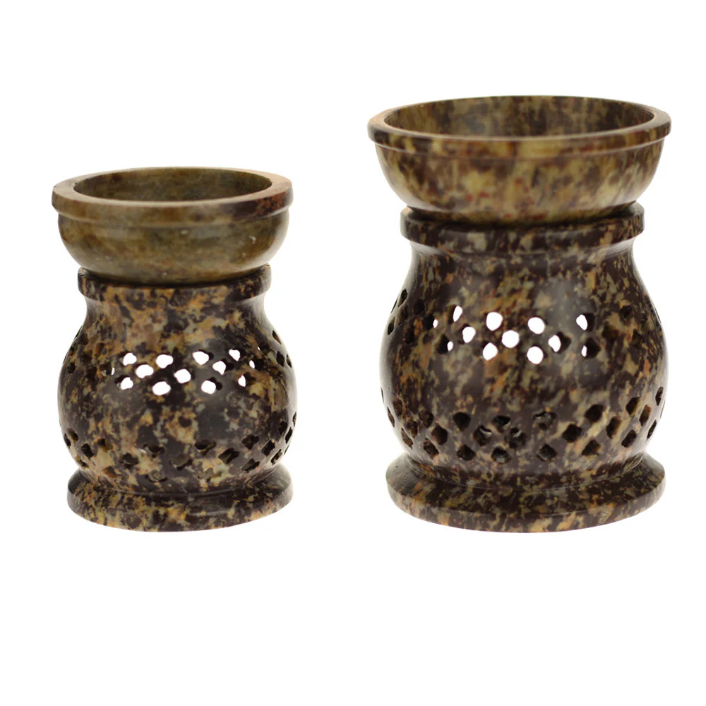 Oil Diffuser - Natural Soapstone Oil Burner Jali 3.25" - Image 4