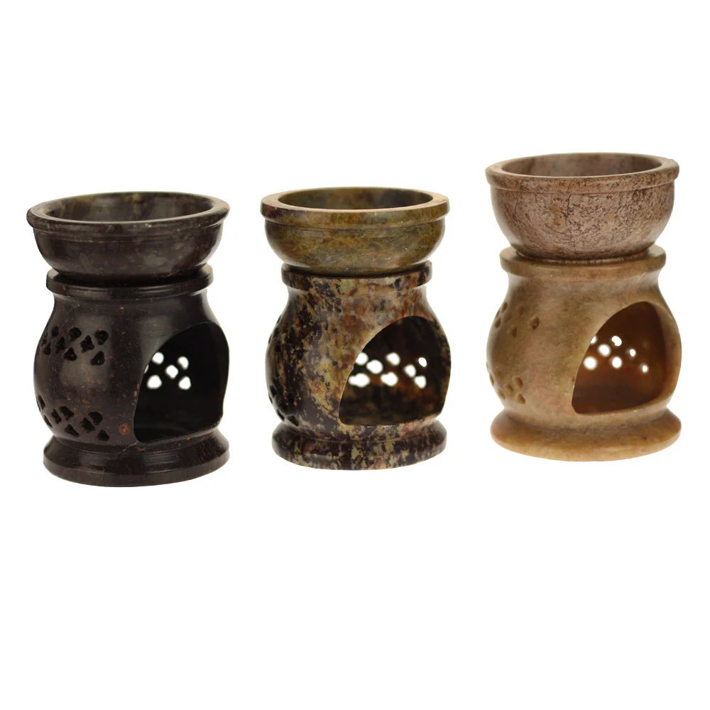 Oil Diffuser - Natural Soapstone Oil Burner Jali 3.25" - Image 5