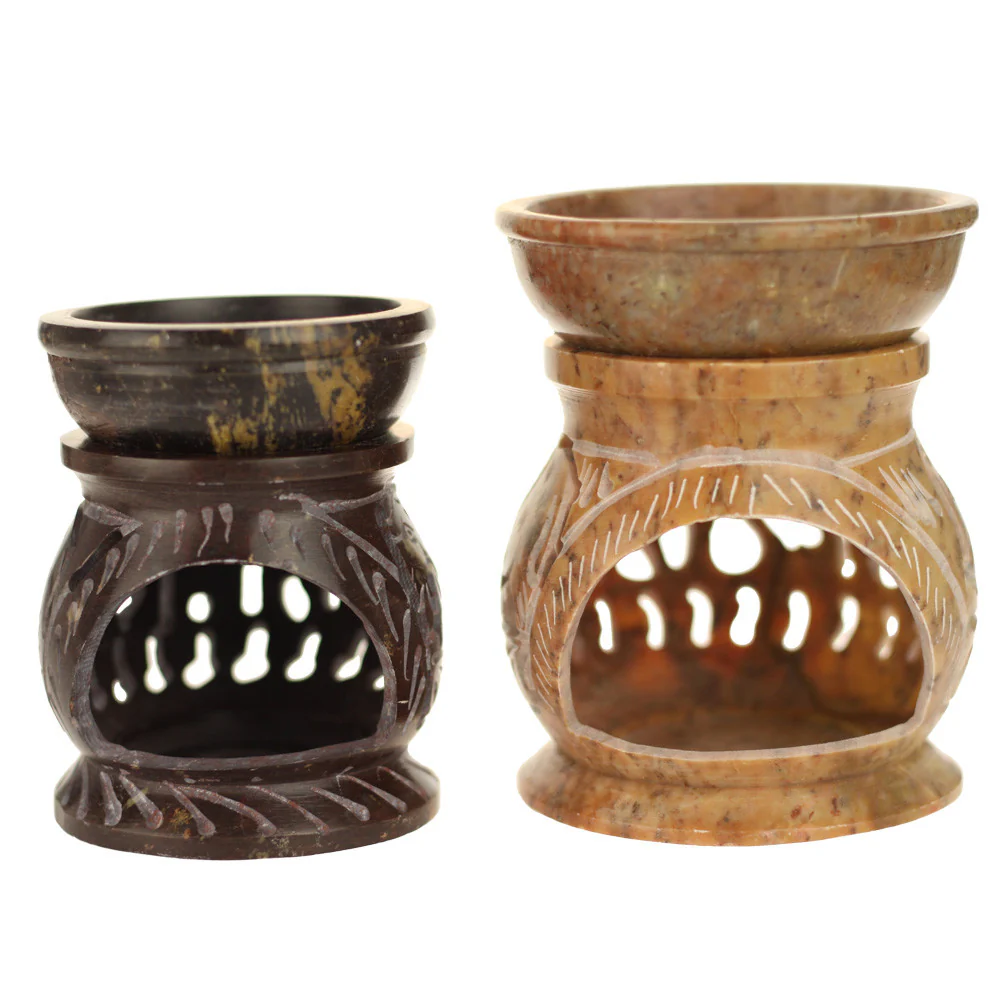 Oil Diffuser - Natural Soapstone Oil Burner Round Elephant 4" - Image 5