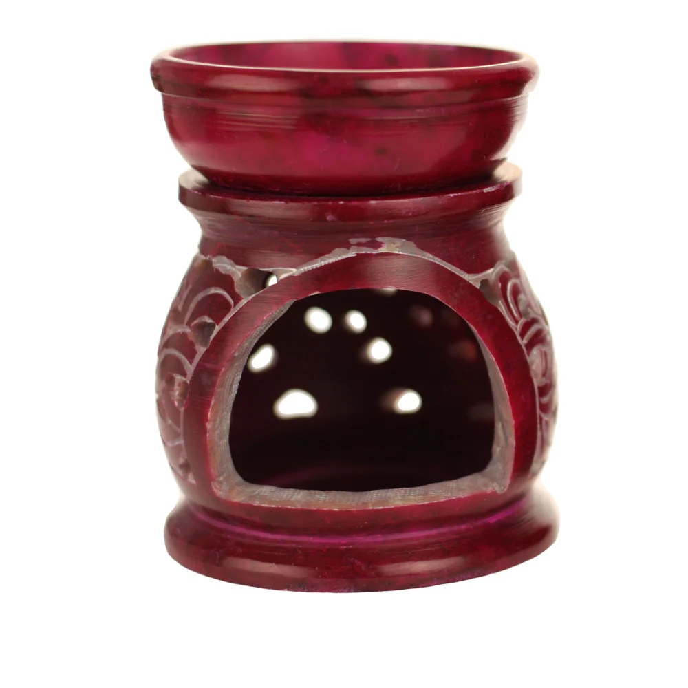 Oil Diffuser - Red Soapstone Oil Burner Carved 3.25" - Image 3
