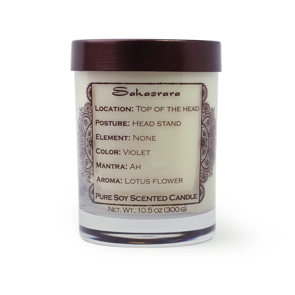 Crown Chakra Sahasrara | Soy Candle for Chakra Meditation Scented with Essential Oils | Lotus Flower | Enlightenment - 10.5oz - Image 3