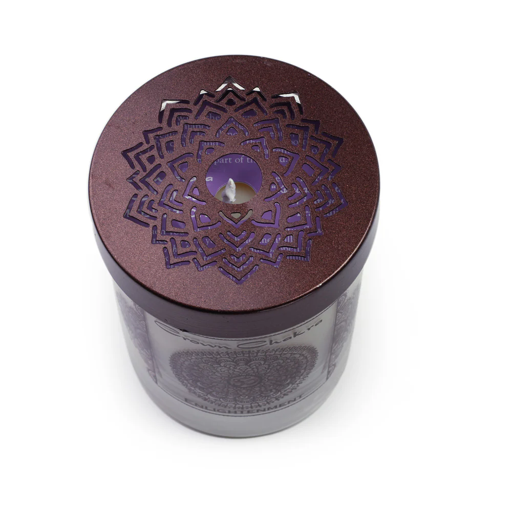 Crown Chakra Sahasrara | Soy Candle for Chakra Meditation Scented with Essential Oils | Lotus Flower | Enlightenment - 10.5oz - Image 4