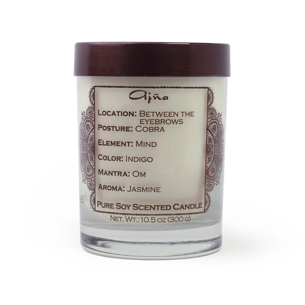 Third Eye Chakra Ajna | Candle for Chakra Meditation Scented with Essential Oils | Indian Jasmine | Concentration and Intuition - 10.5oz - Image 3