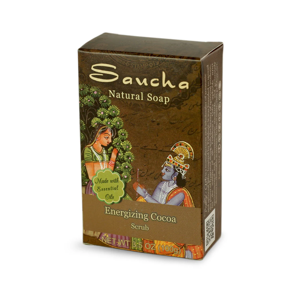 Soap Bar Saucha - Natural Energizing Cocoa Scrub - 3.5 oz (100g) - Image 3
