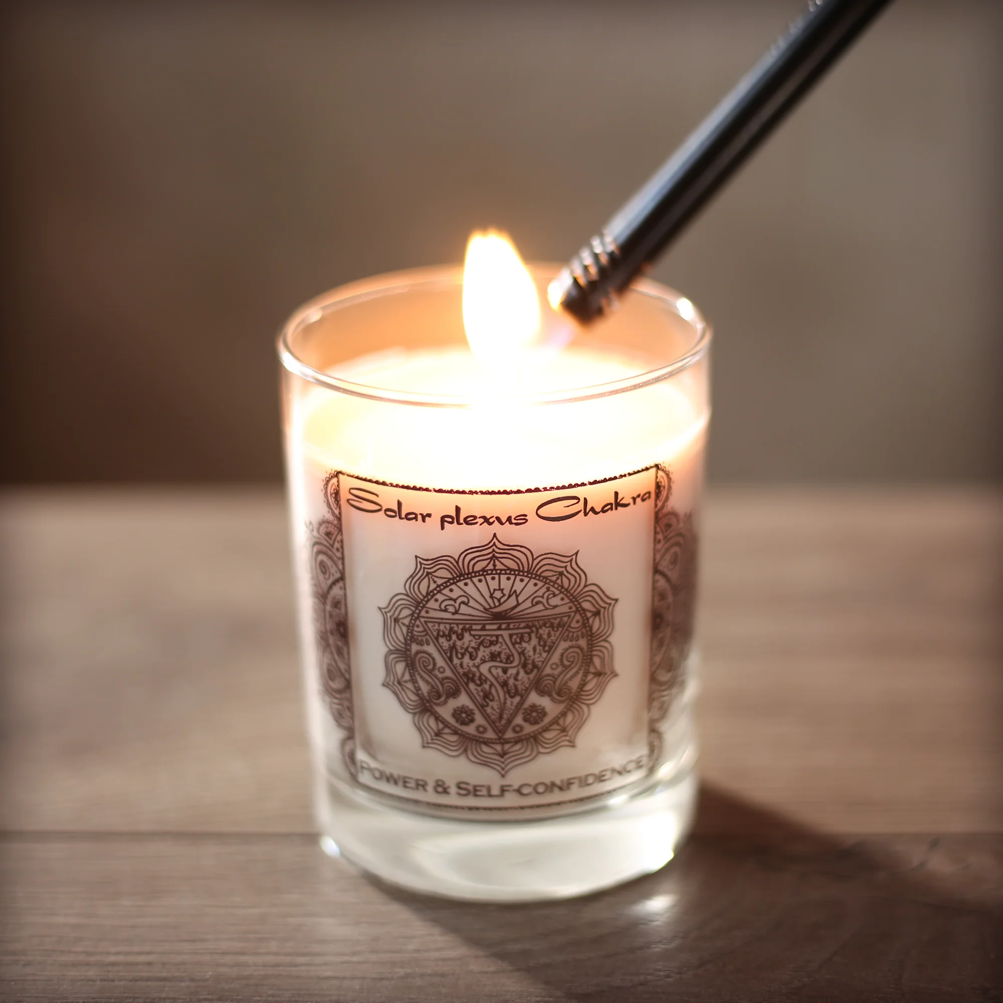 Solar Plexus Chakra Manipura | Soy Candle for Chakra Meditation Scented with Essential Oils | Lavender Blossom | Power and Self-confidence - 10.5oz - Image 3