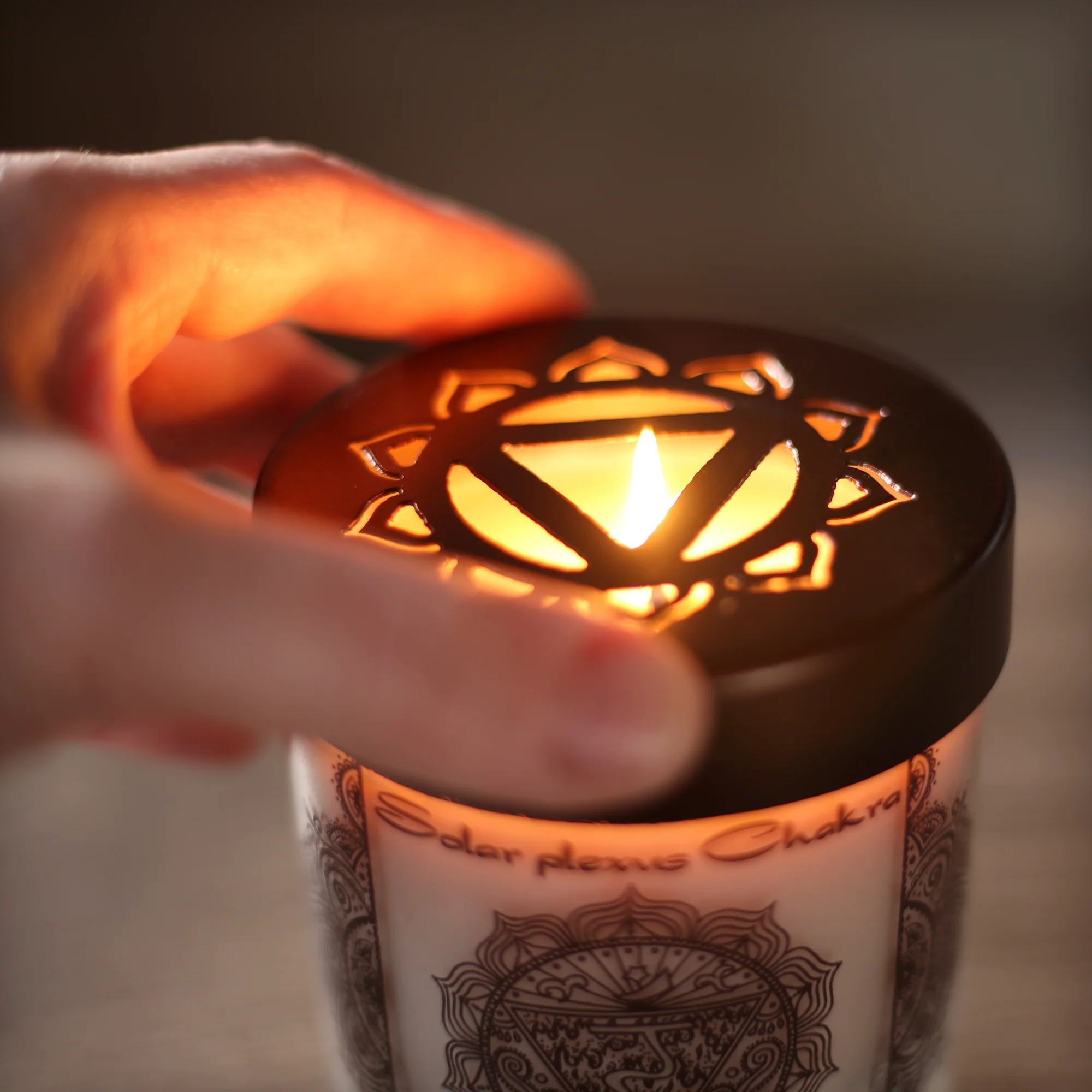 Solar Plexus Chakra Manipura | Soy Candle for Chakra Meditation Scented with Essential Oils | Lavender Blossom | Power and Self-confidence - 10.5oz - Image 5
