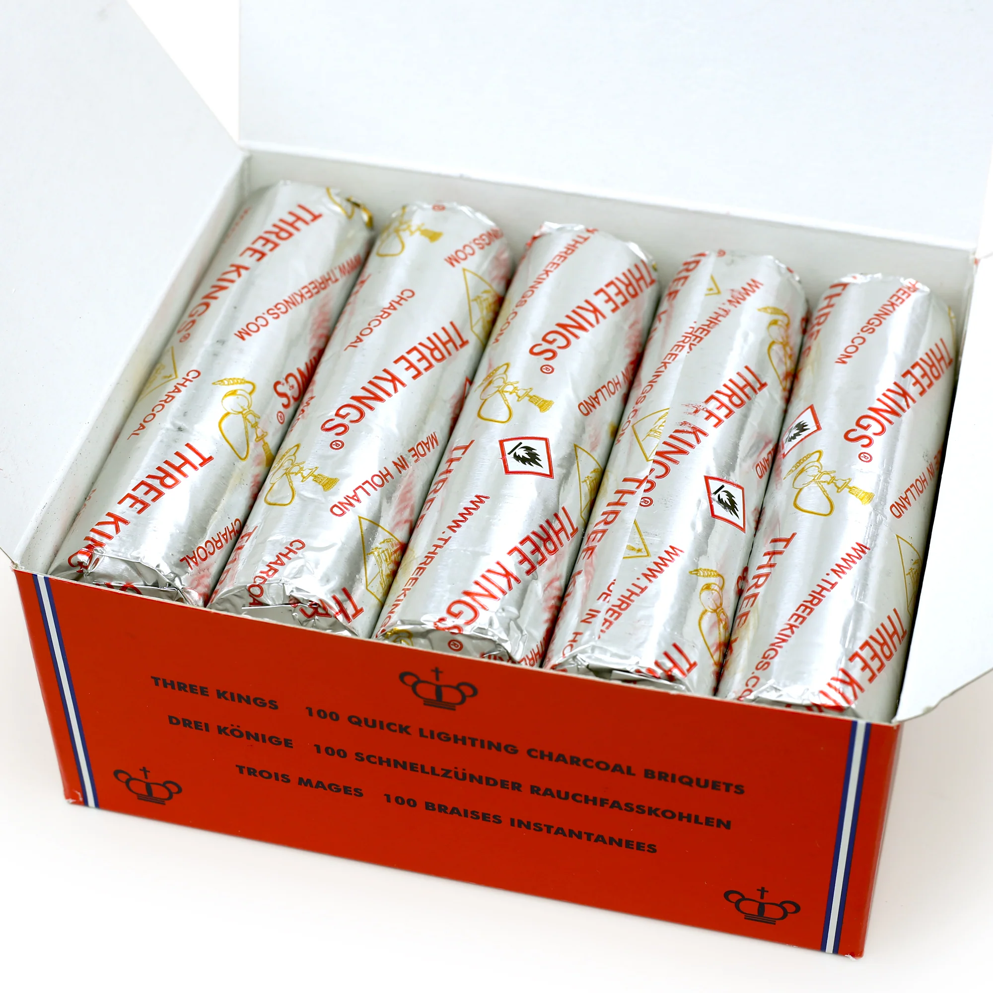 Three Kings Charcoal Box - 10 Rolls (10 Briquets Each) - Image 3