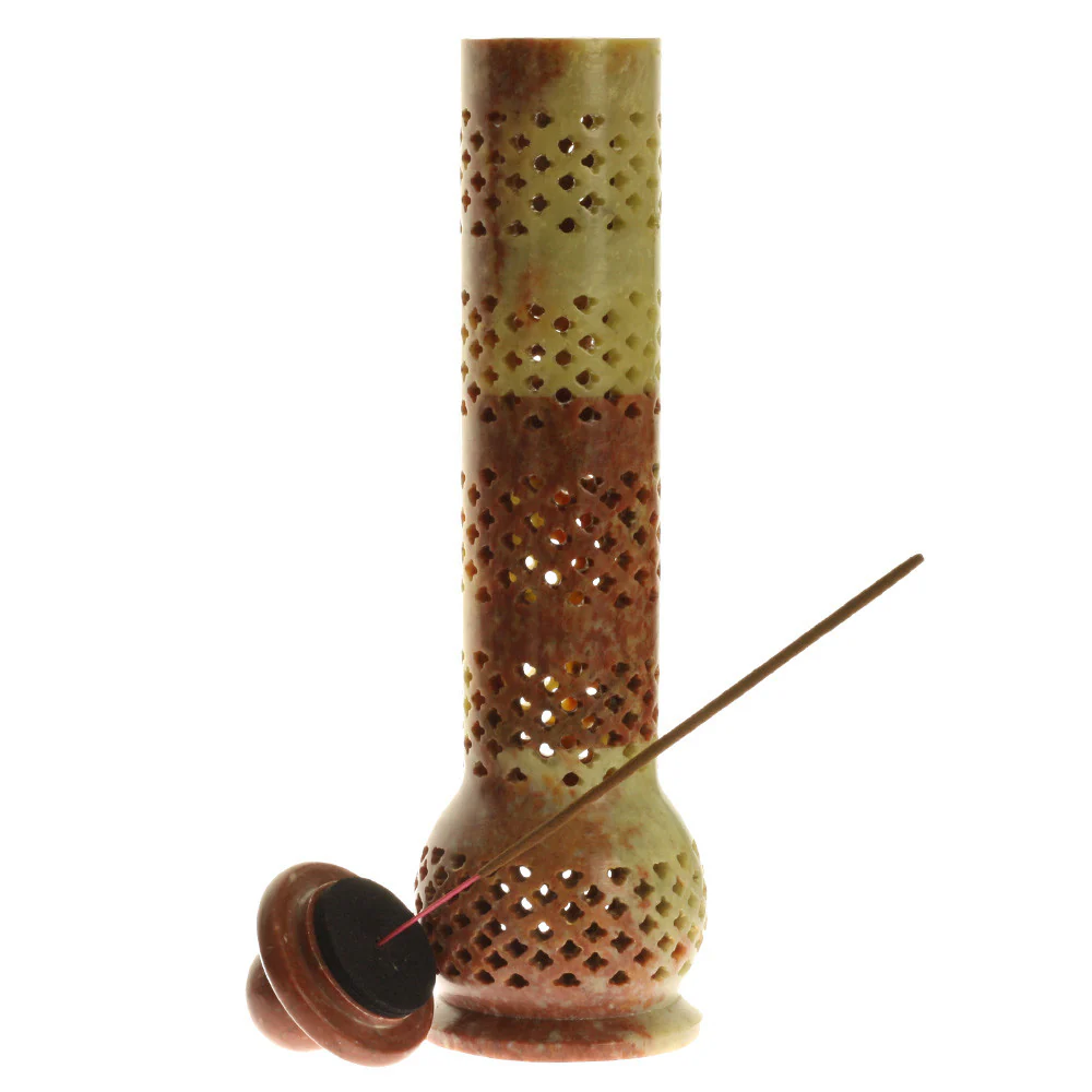 Incense Burner -  Soapstone Tower Genie Jali - Image 3