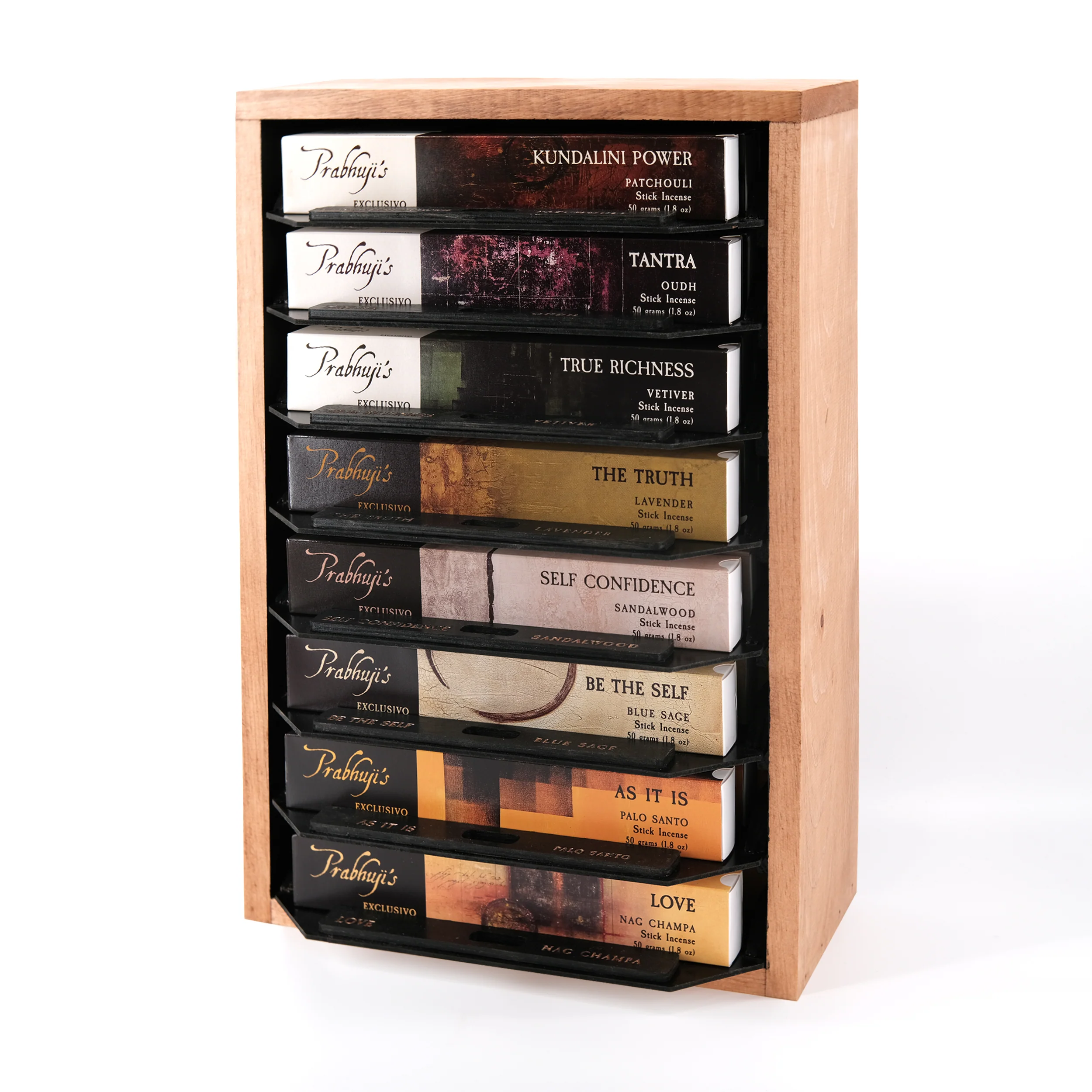 Wholesale Opening Bundle - Prabhuji's Exclusivo Incense - Display Rack with 8 Scent Variety - 40 Packs
