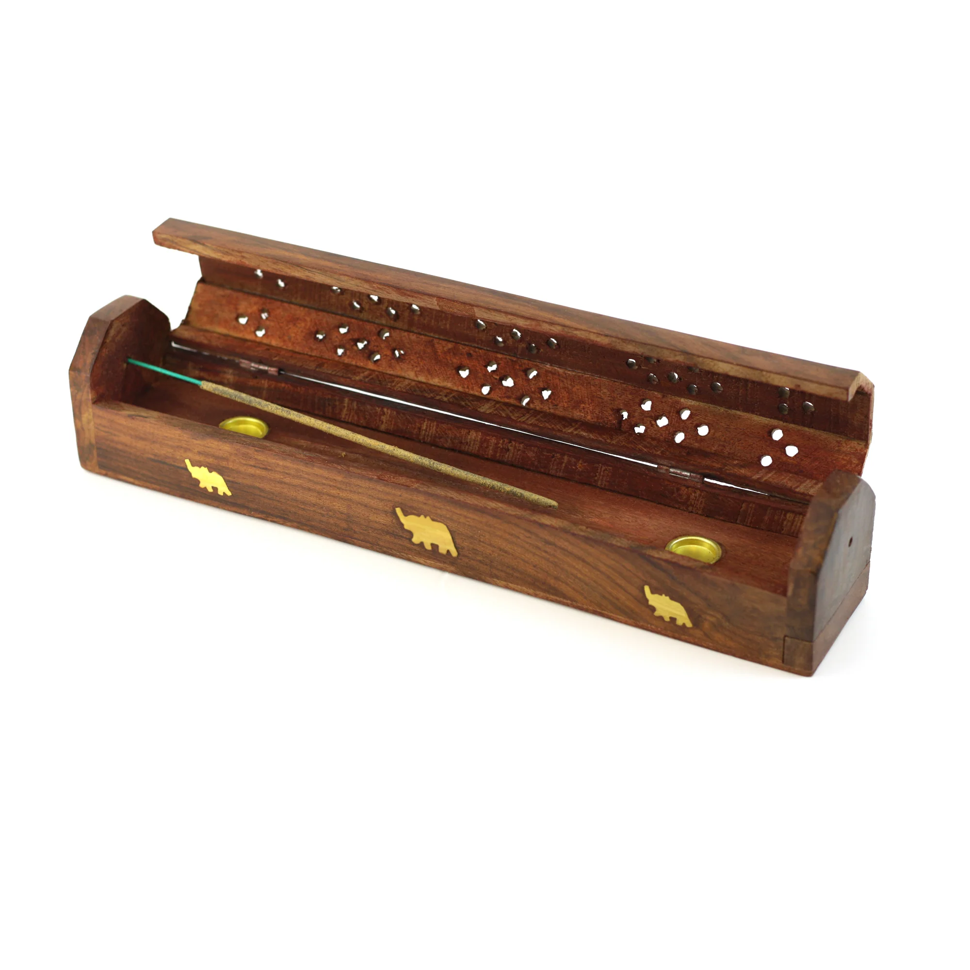 Incense Burner - Wooden Box with Storage - Elephant - Image 2