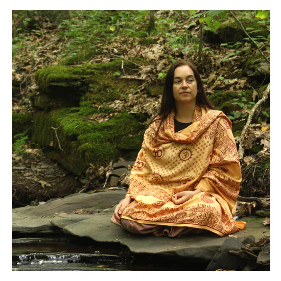 Meditation Yoga Prayer Shawl - Mantra Om - Peach Large - Image 4